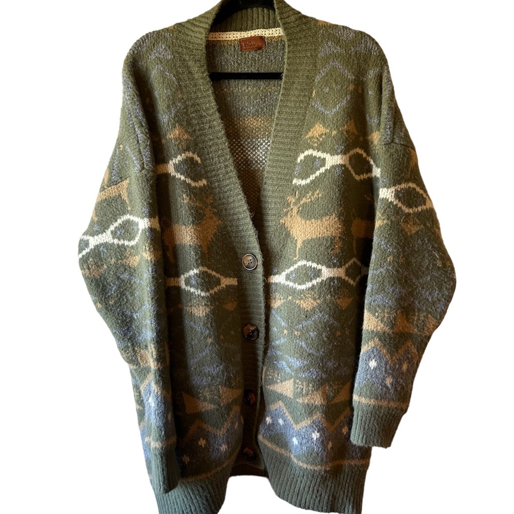 Pol oversized deer winter cardigan Large